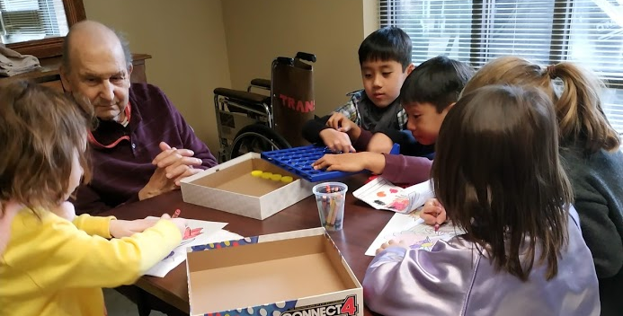 Students with their “grand buddies”. Queen Alexandra is a founding participating school in this intergenerational program that has been featured on CBC radio and online news.